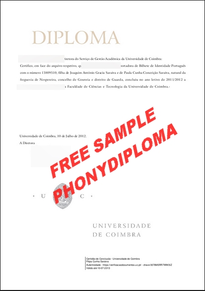 Universidad Coimbra Diploma Free Sample From Phonydiploma