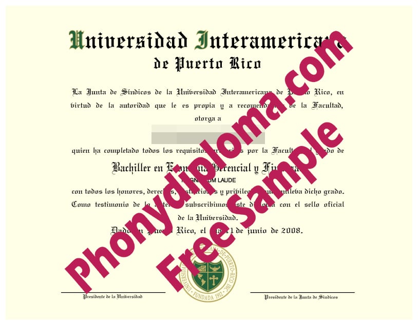 Universidad Interamericana De Puerto Rico Free Sample From Phonydiploma