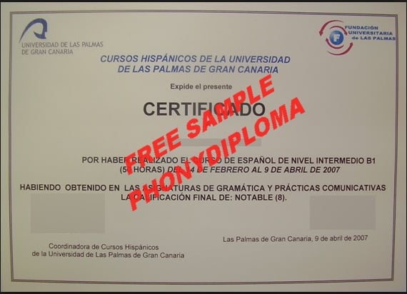Universidad De Las Palmas De Gran Canaria Diploma Free Sample From Phonydiploma