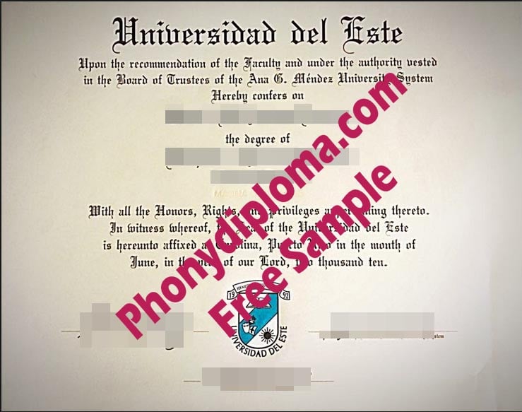 Universidad Del Este Free Sample From Phonydiploma