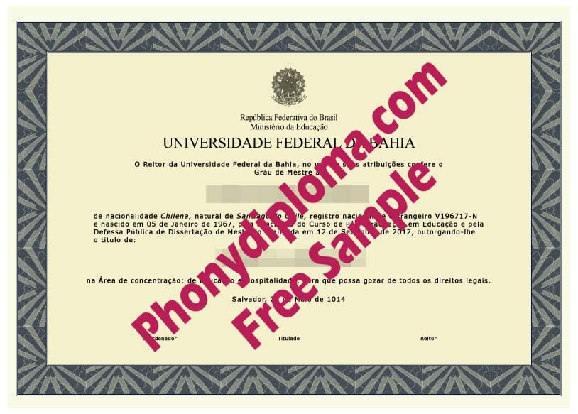 Universidade Federal Da Bahia Free Sample From Phonydiploma
