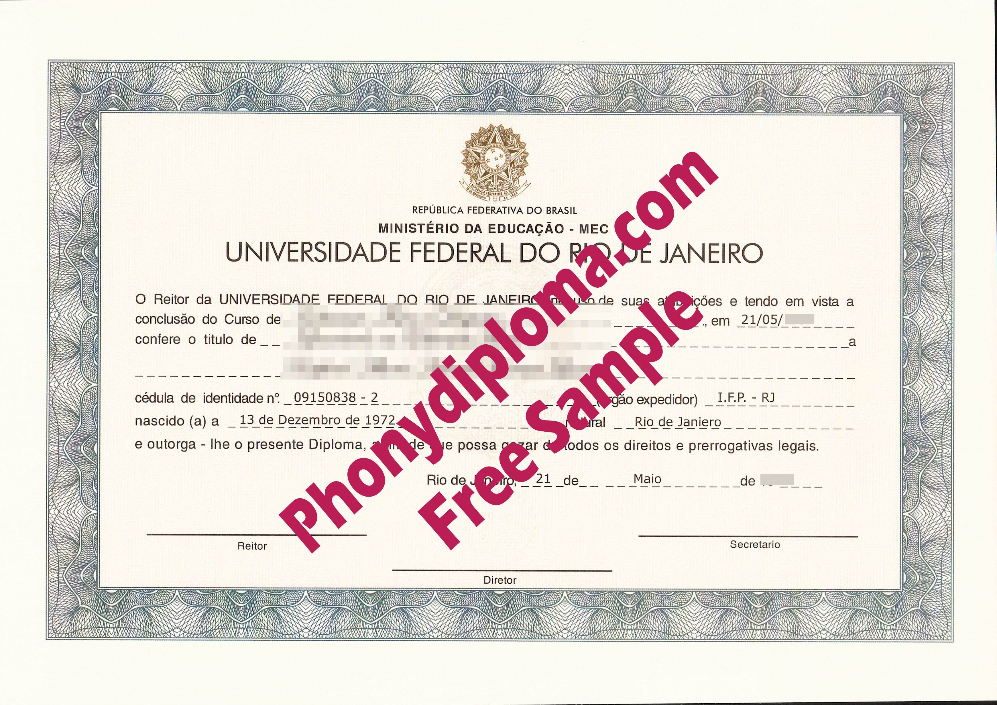 Universidade Federal Do Rio De Janeiro Free Sample From Phonydiploma