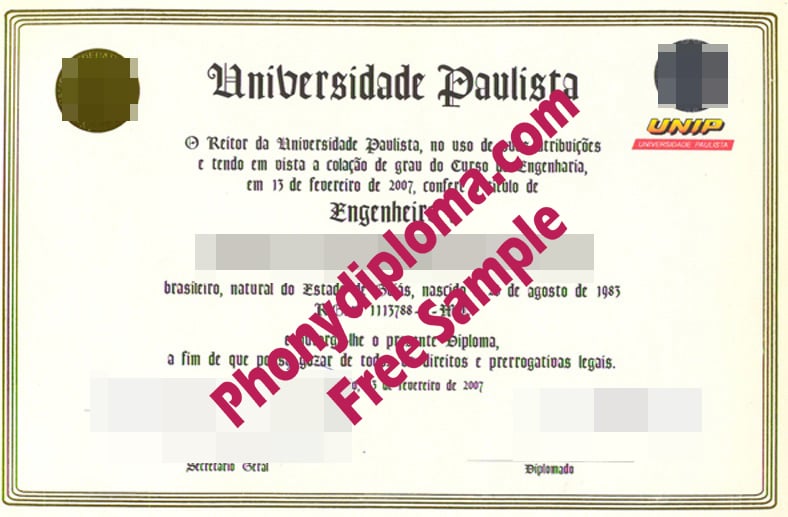 Universidade Paulista Portguese Free Sample From Phonydiploma