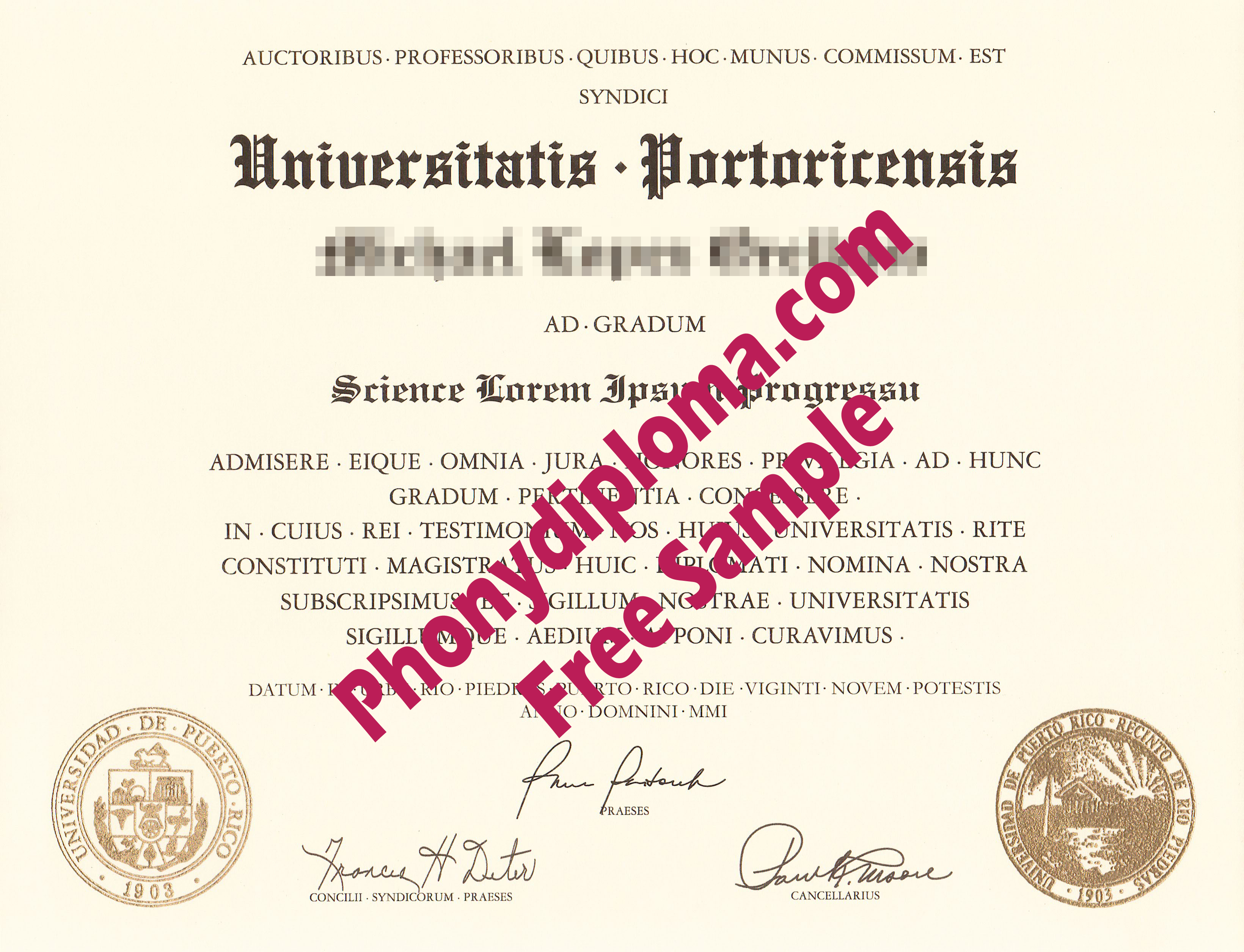 Universitatis Portoricensis Universidad De Puerto Rico Free Sample From Phonydiploma