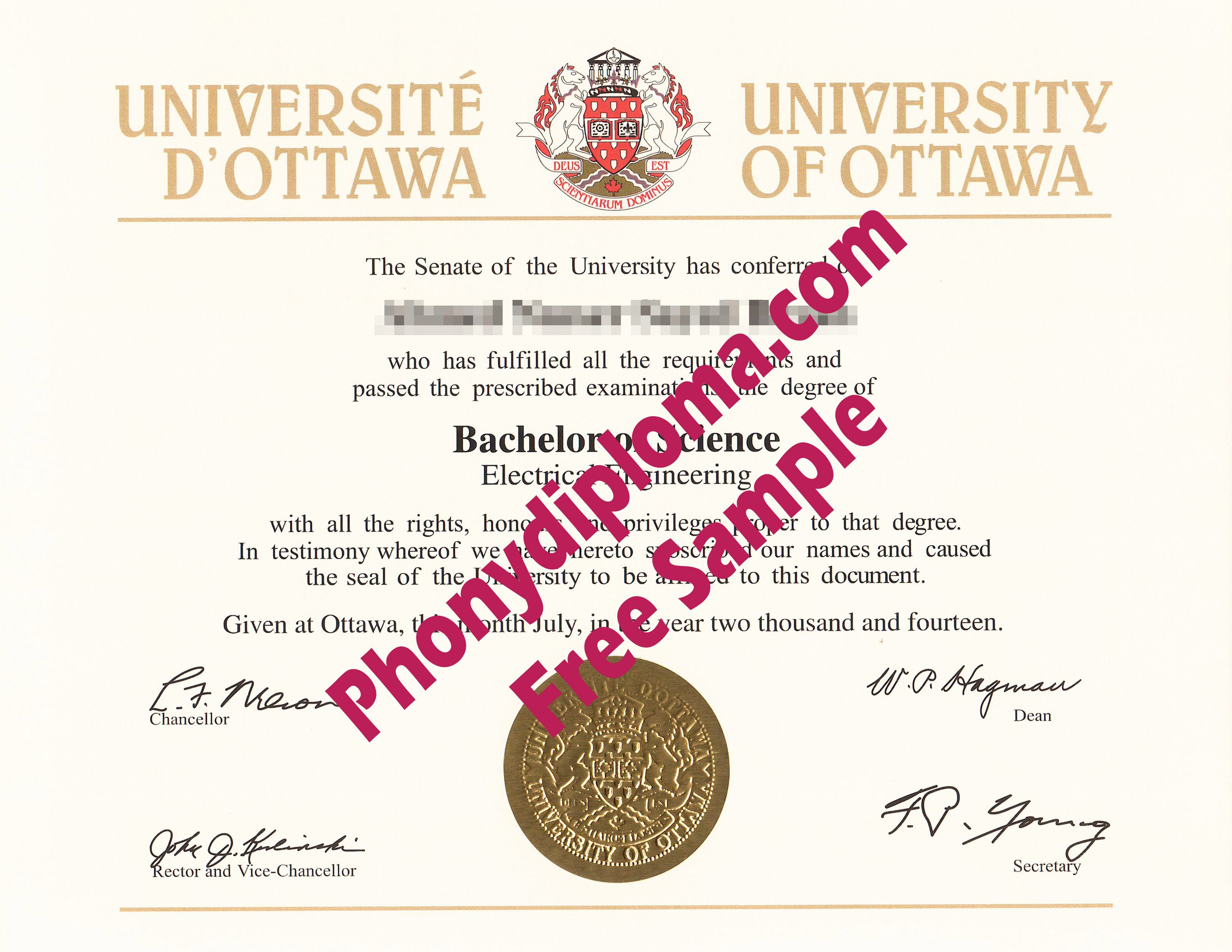 Universite D' Ottawa University Of Ottawa Free Sample From Phonydiploma