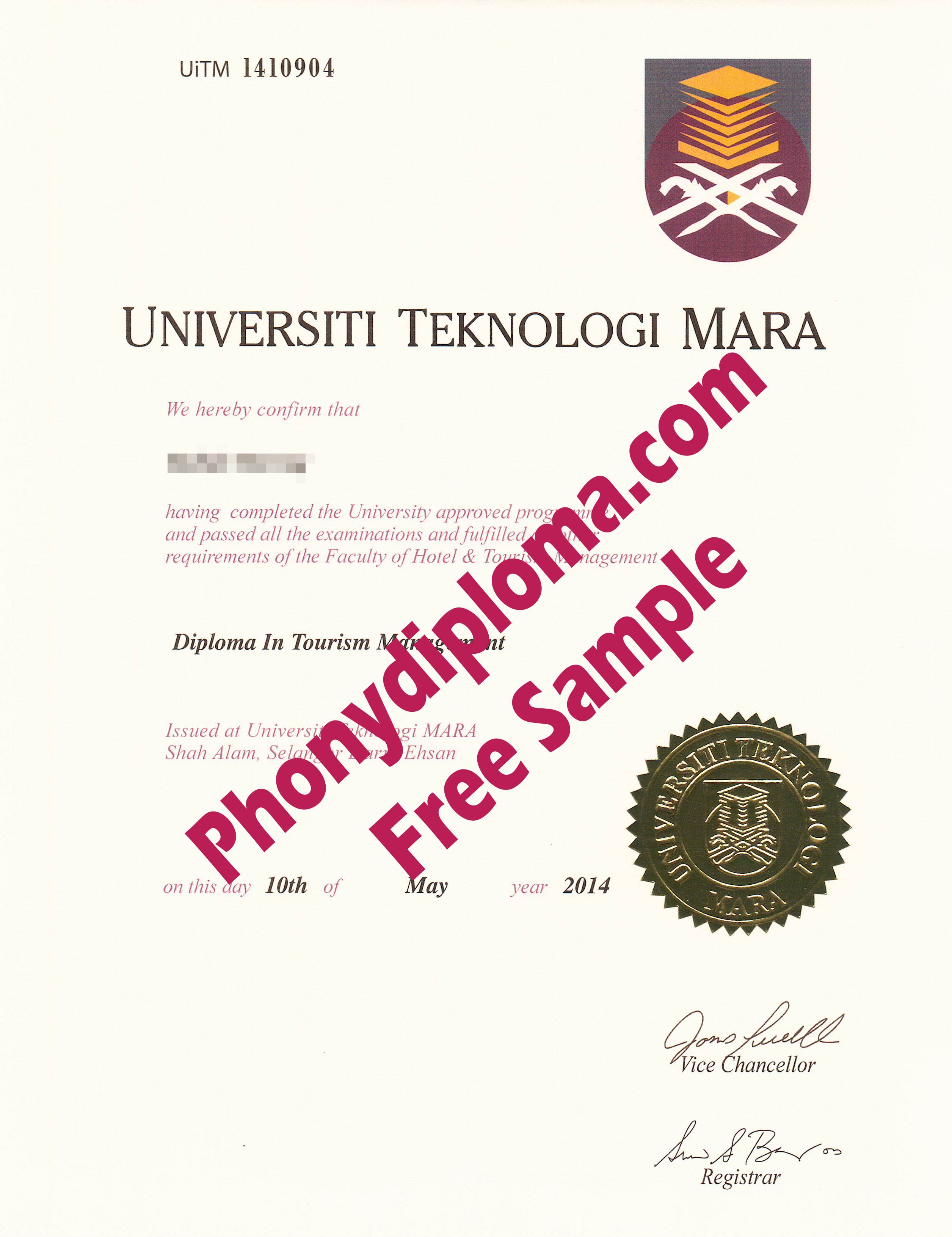 Universiti Teknologi Mara Free Sample From Phonydiploma