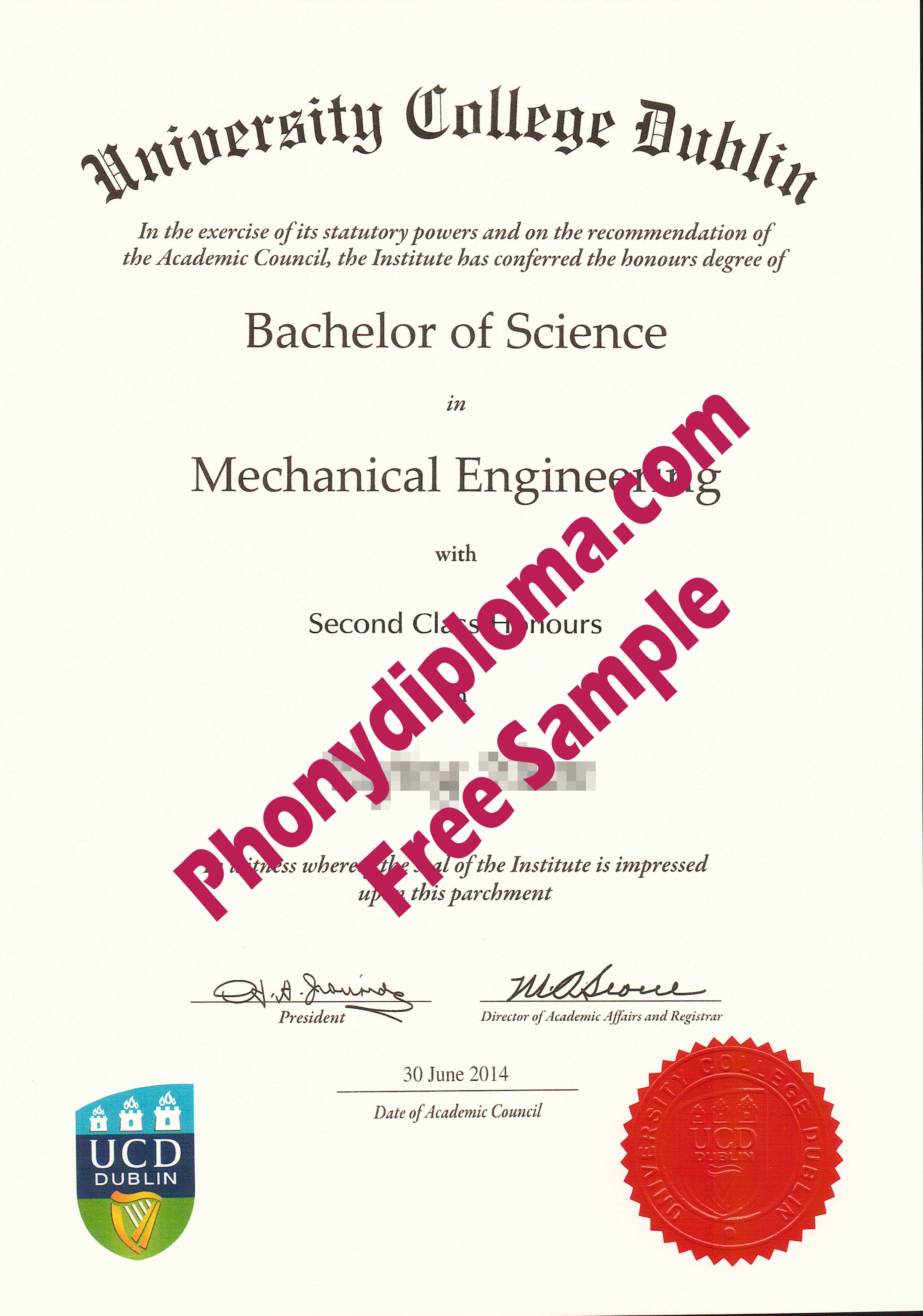 University College Dublin Free Sample From Phonydiploma