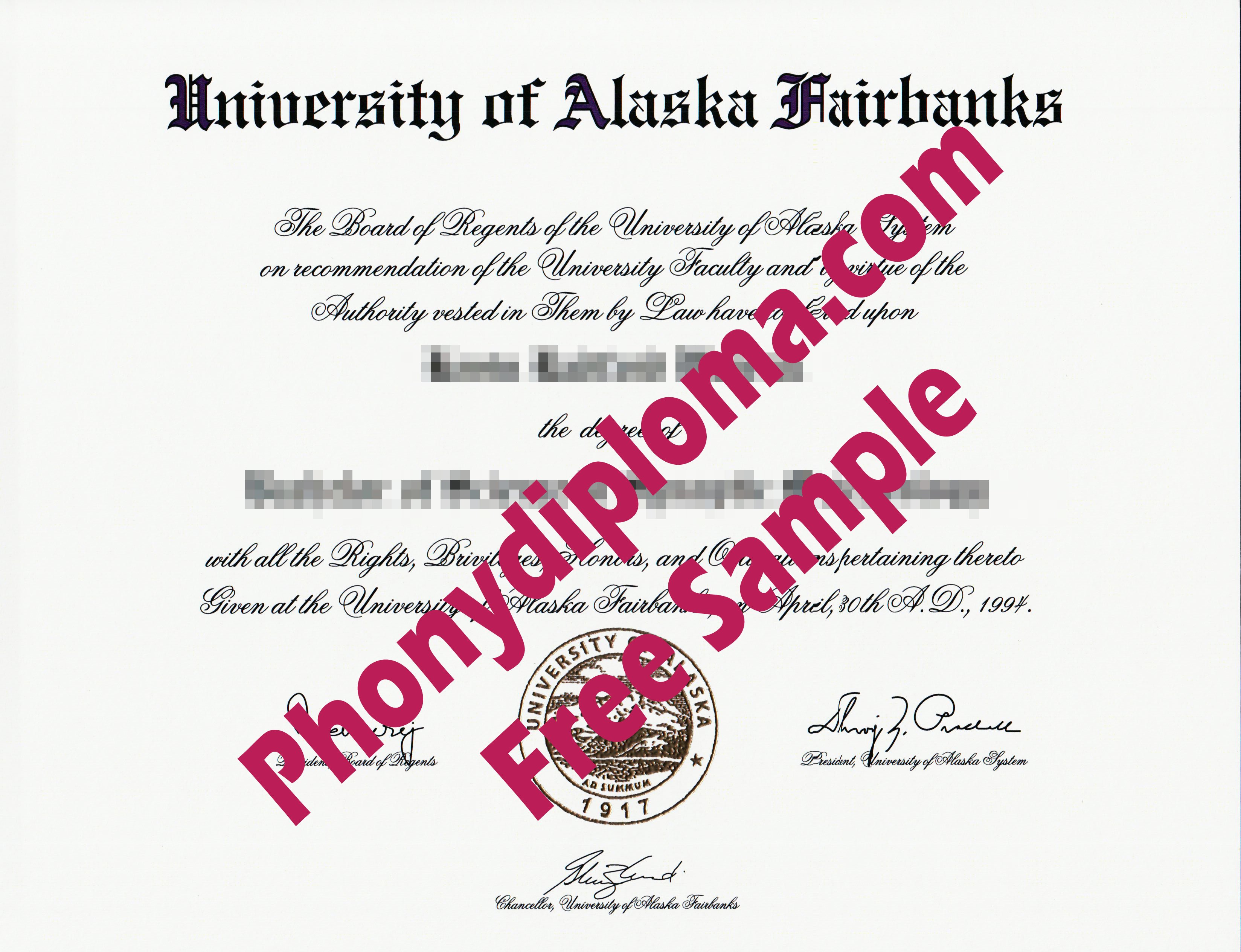 University Of Alaska Fairbanks Ak Phonydiploma Free Sample From Phonydiploma