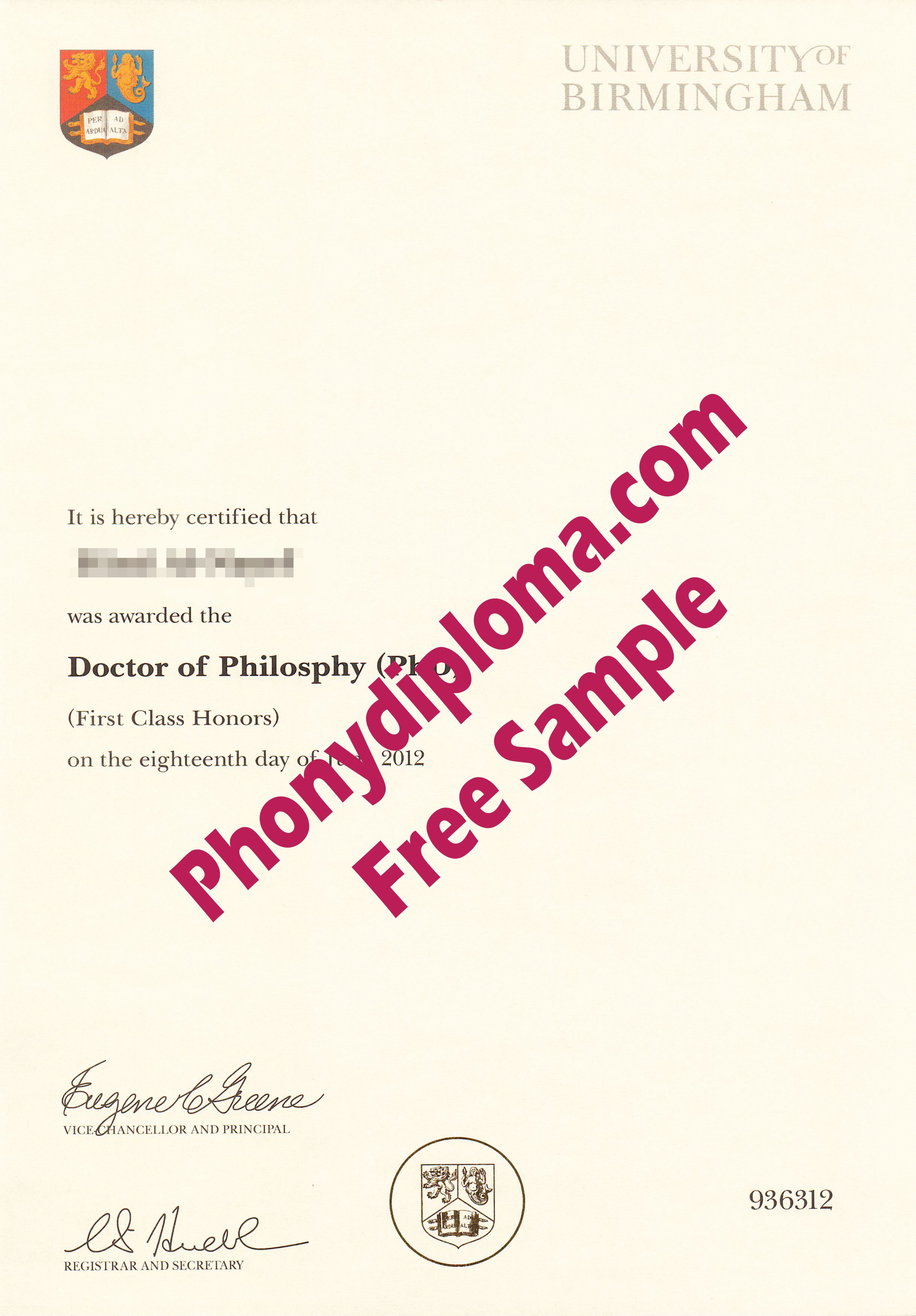 University Of Birmingham Uk Free Sample From Phonydiploma