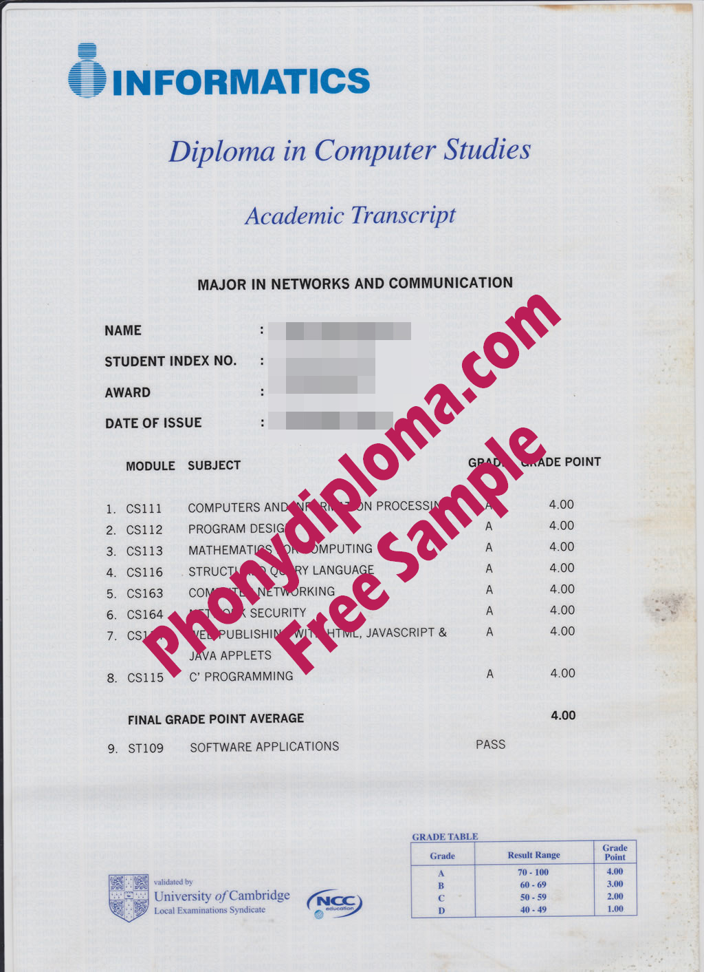 University Of Cambridge Informatics Actual Match Transcripts Free Sample From Phonydiploma