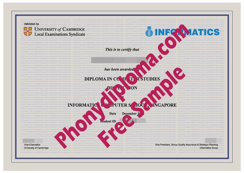 University Of Cambridge Informatics Free Sample From Phonydiploma