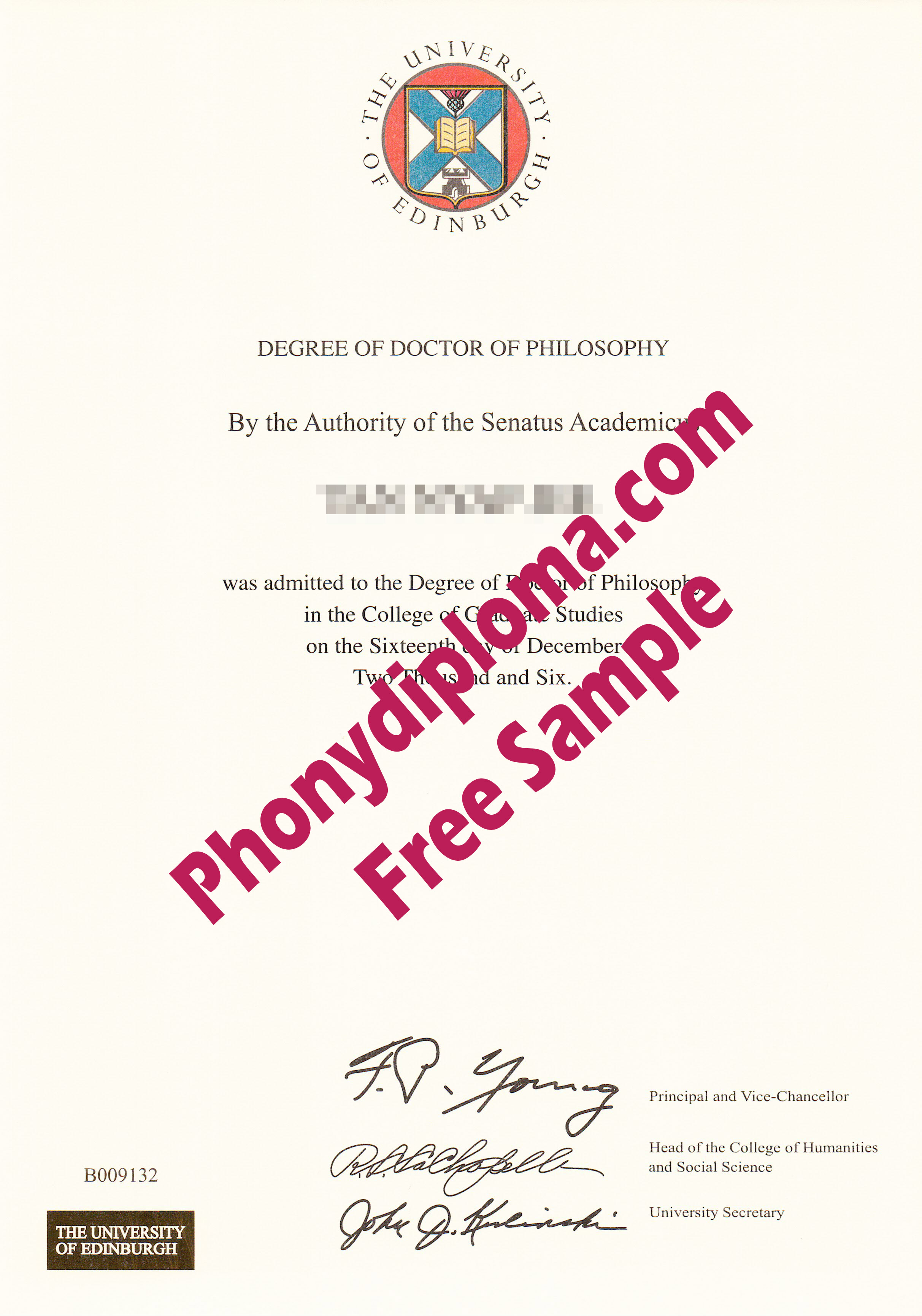 University Of Edinburgh Free Sample From Phonydiploma