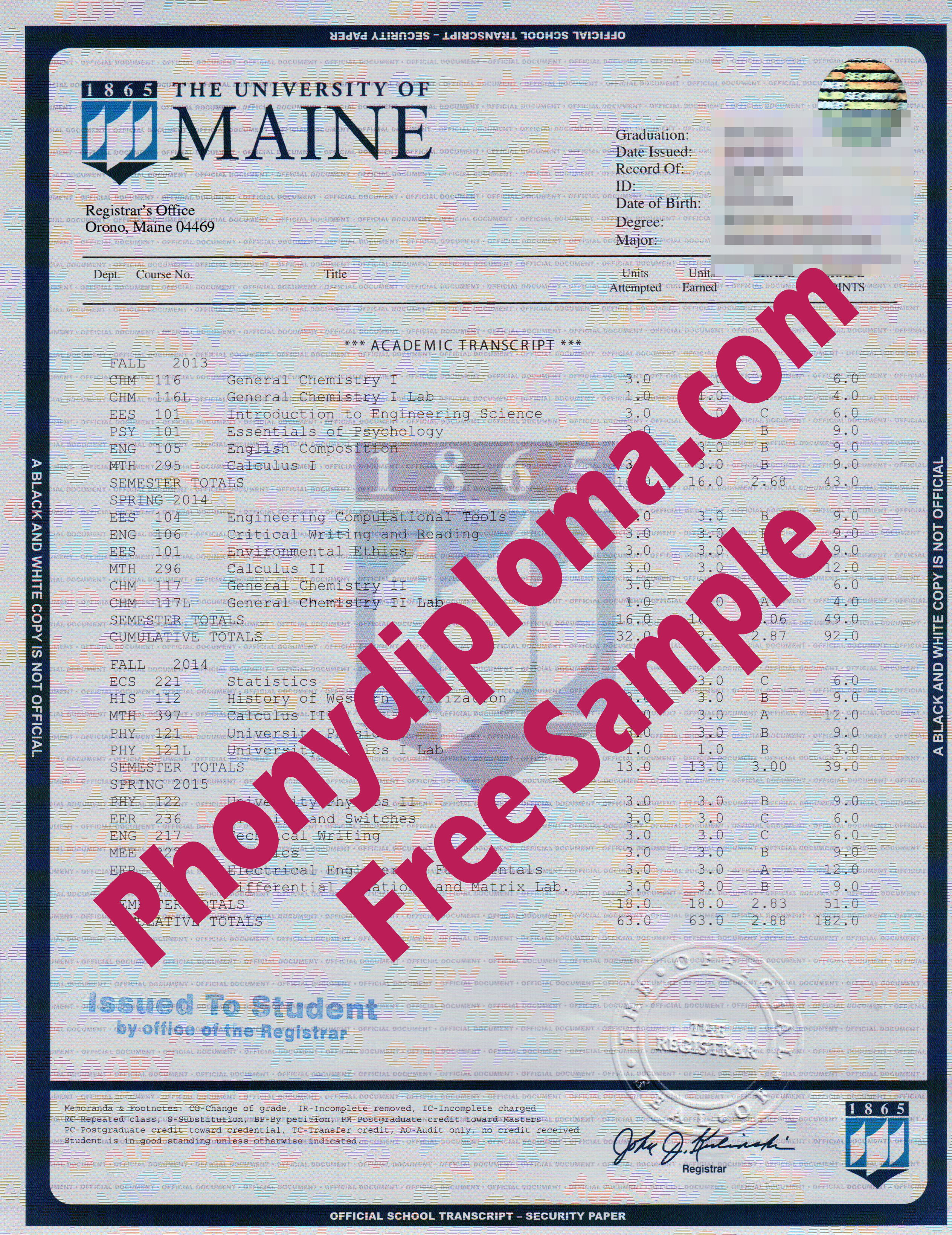 University Of Maine House Design Transcript Free Sample From Phonydiploma