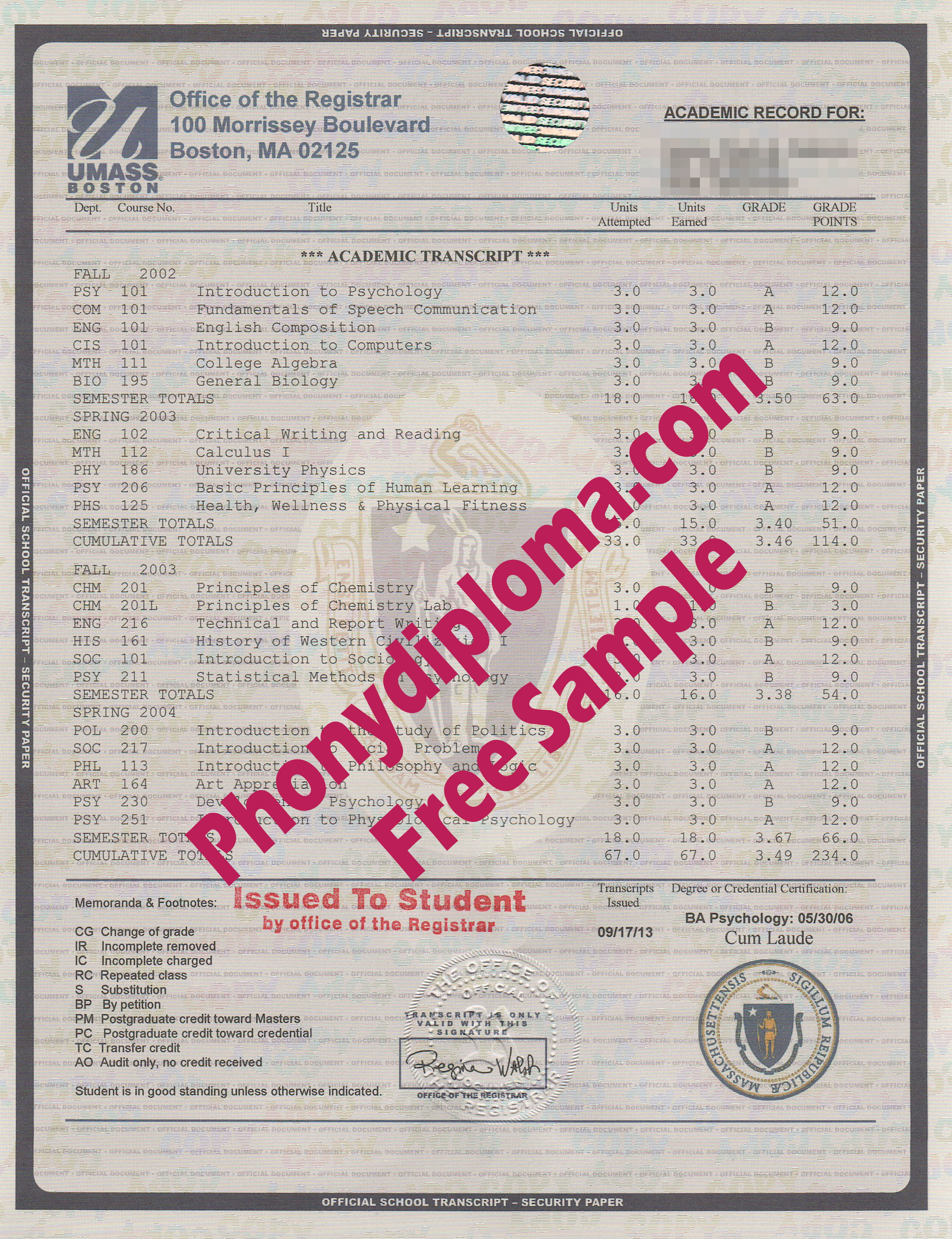 University Of Massachusetts House Design Transcripts Free Sample From Phonydiploma