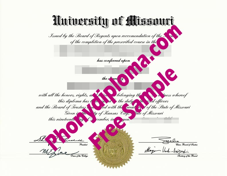 University Of Missouri Free Sample From Phonydiploma