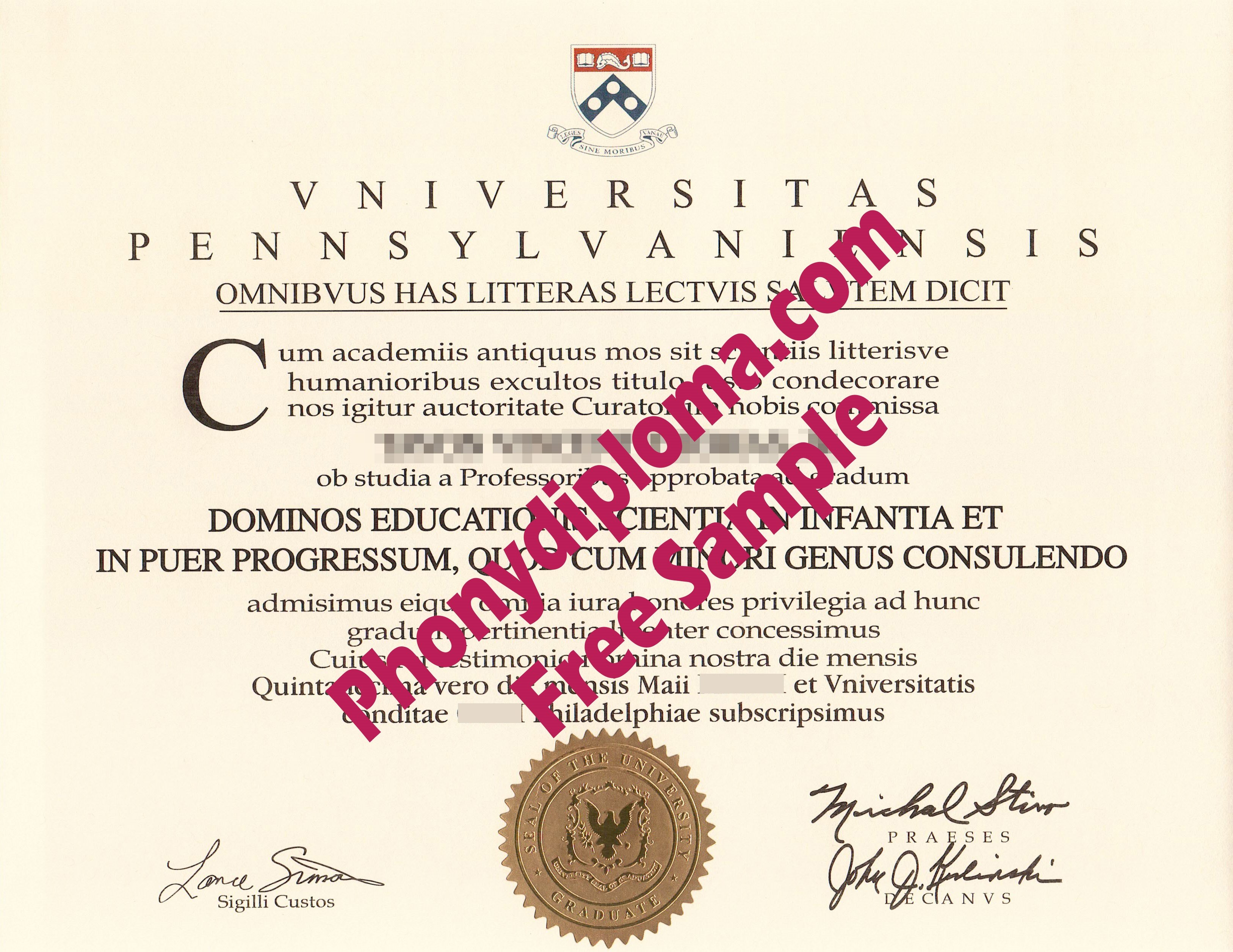 University Of Pennsylvania Latin Free Sample From Phonydiploma