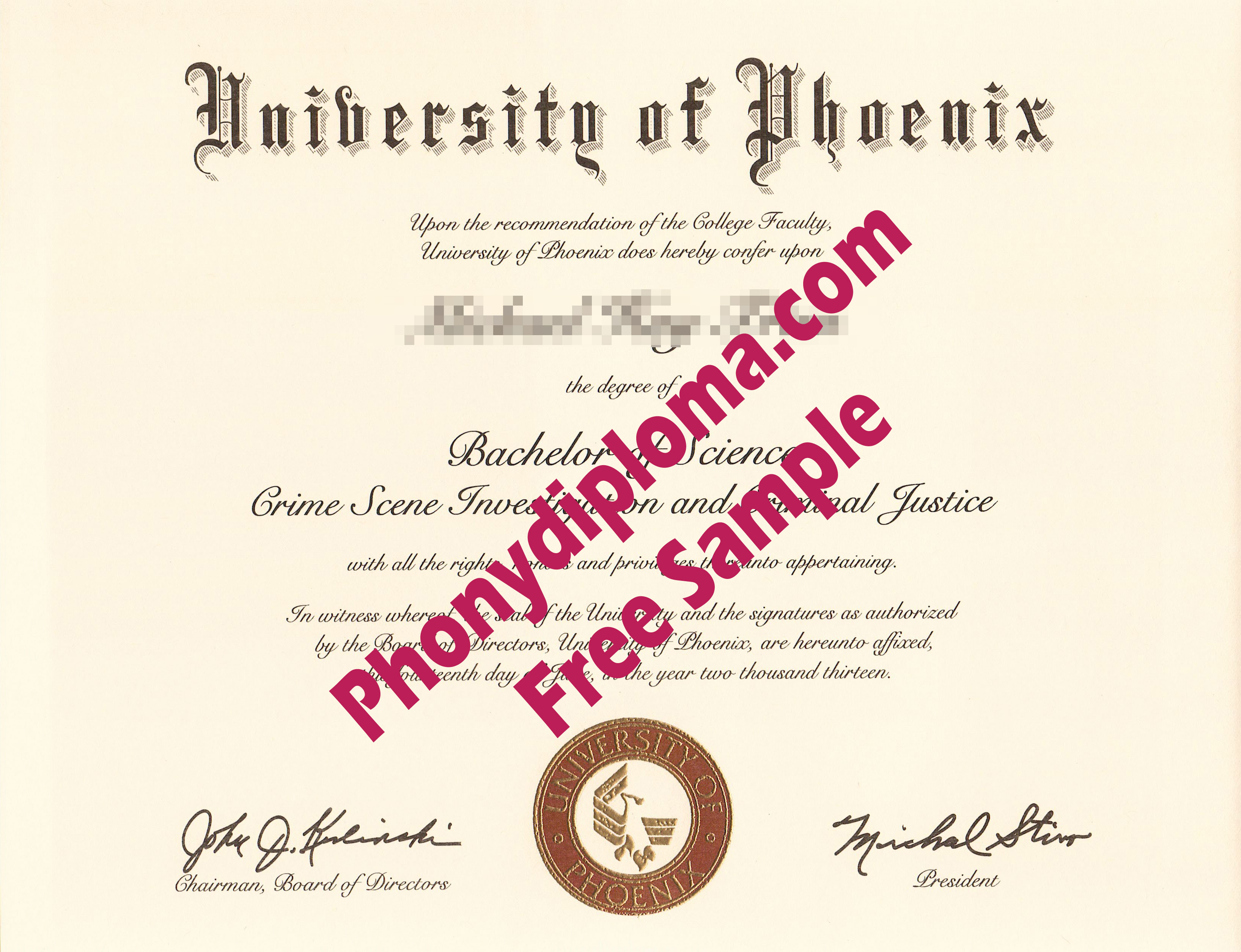 University Of Phoenix Free Sample From Phonydiploma