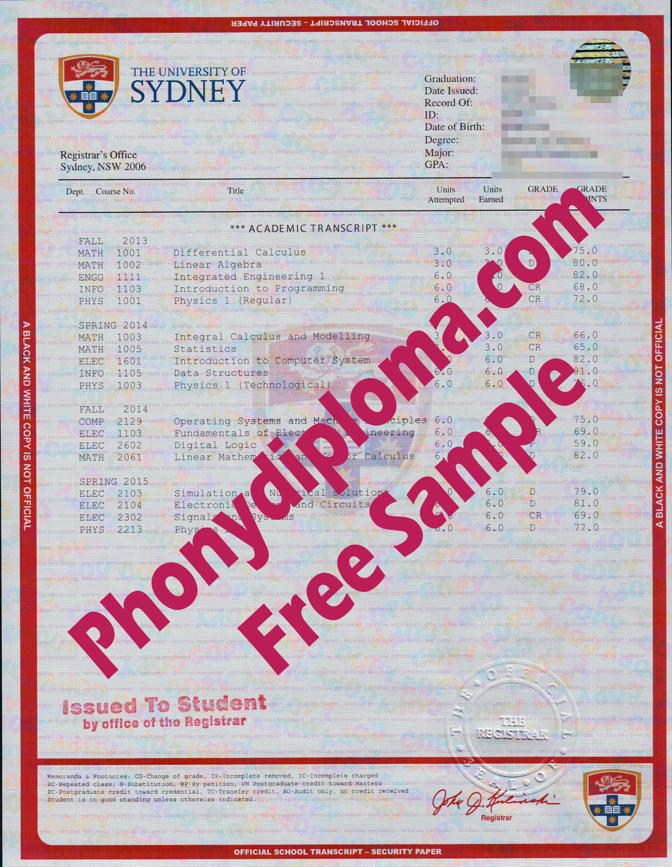 University Of Sydney House Design Transcript Free Sample From Phonydiploma