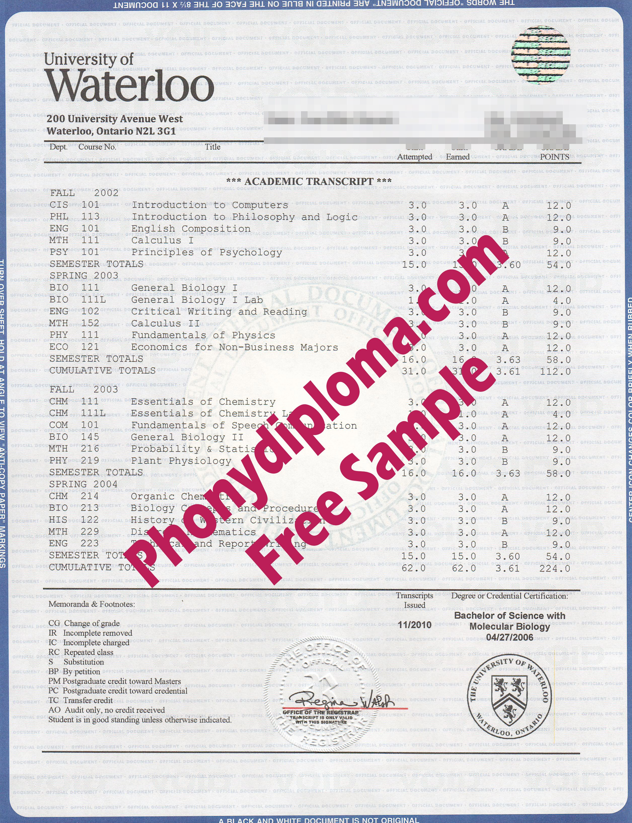 University Of Waterloo Canada House Design Transcript Free Sample From Phonydiploma