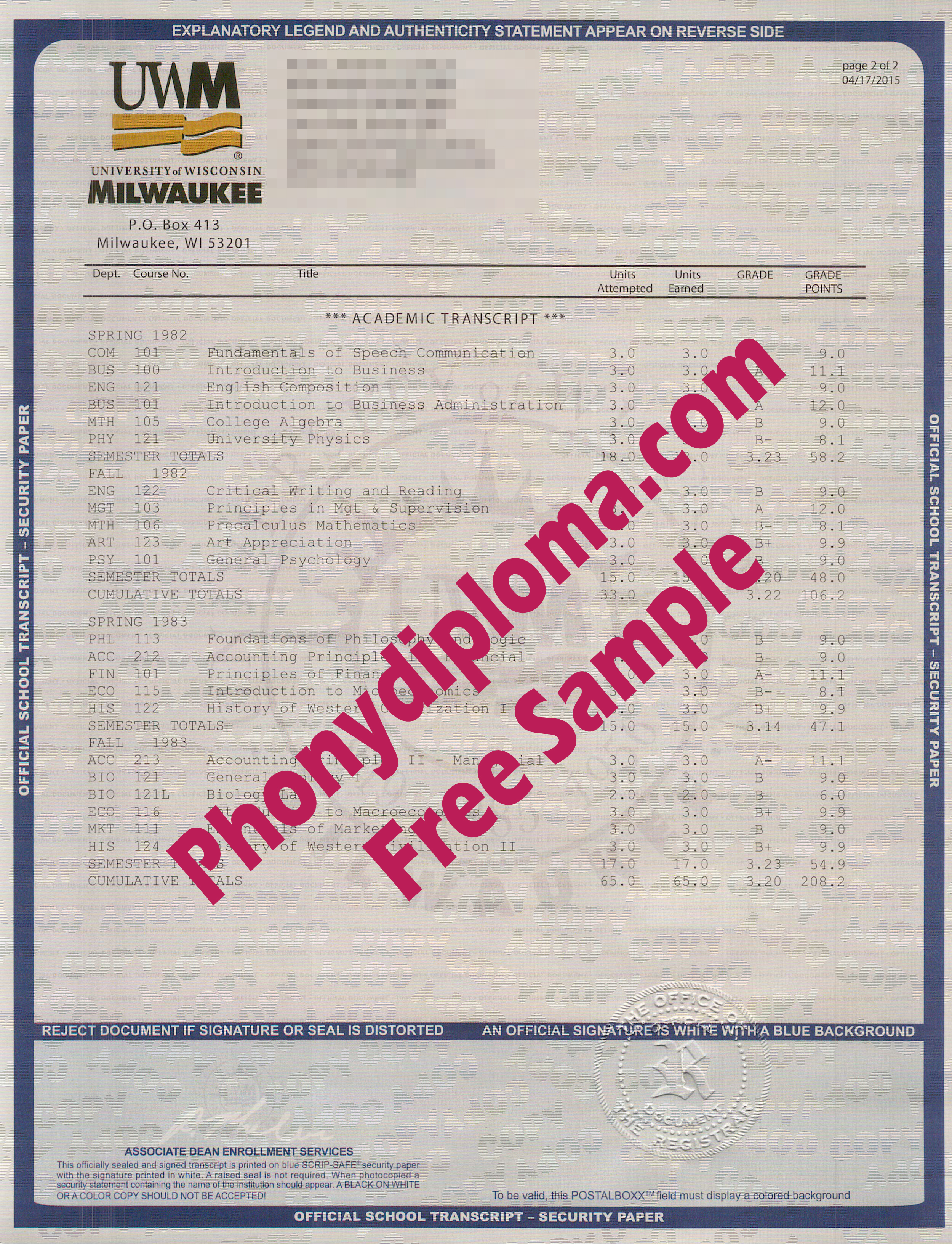 University Of Wisconsin Milwaukee House Design Transcript Free Sample From Phonydiploma