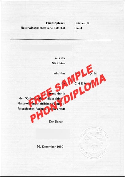 Universität Basel Diploma Free Sample From Phonydiploma