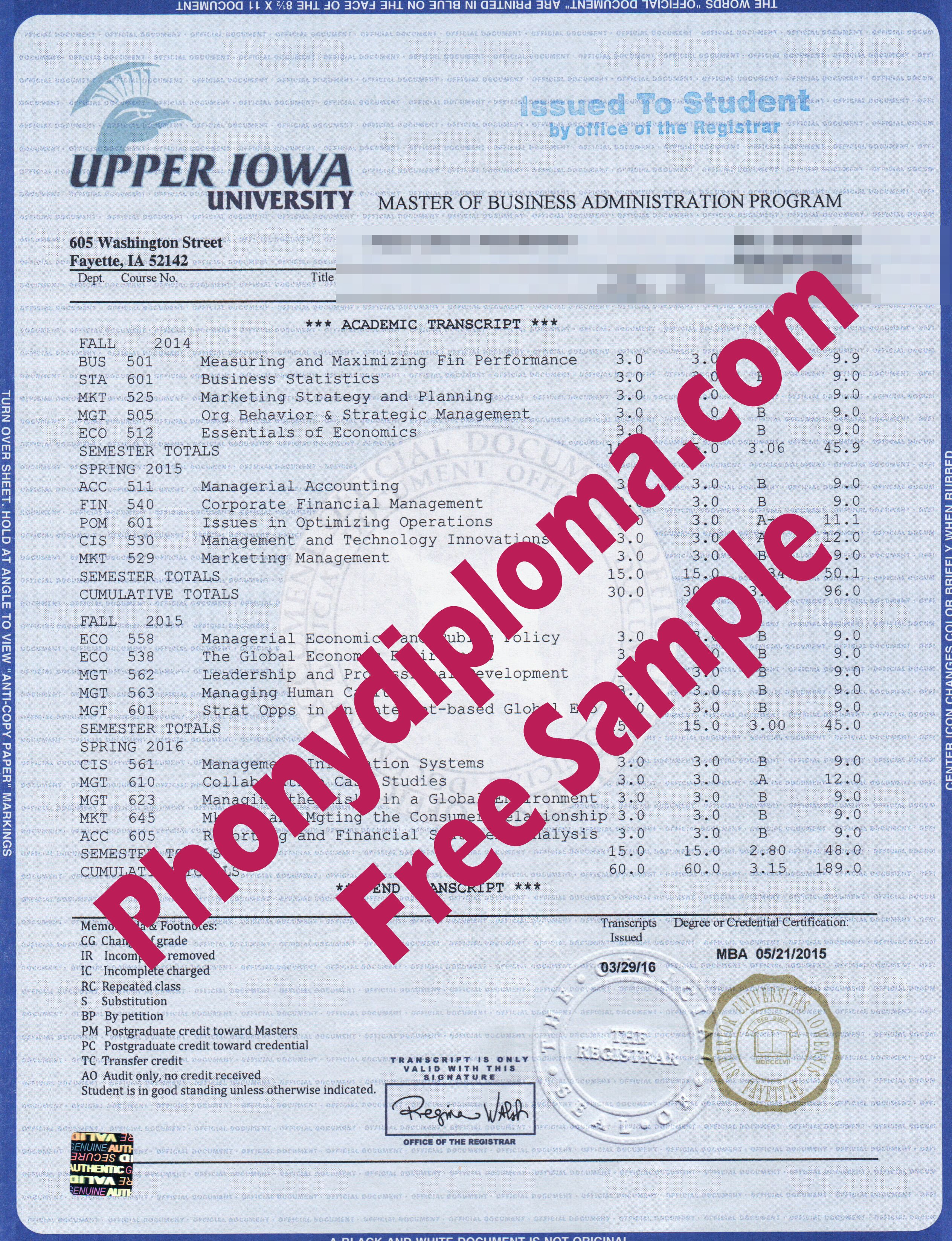 Upper Iowa University House Design Transcript Free Sample From Phonydiploma