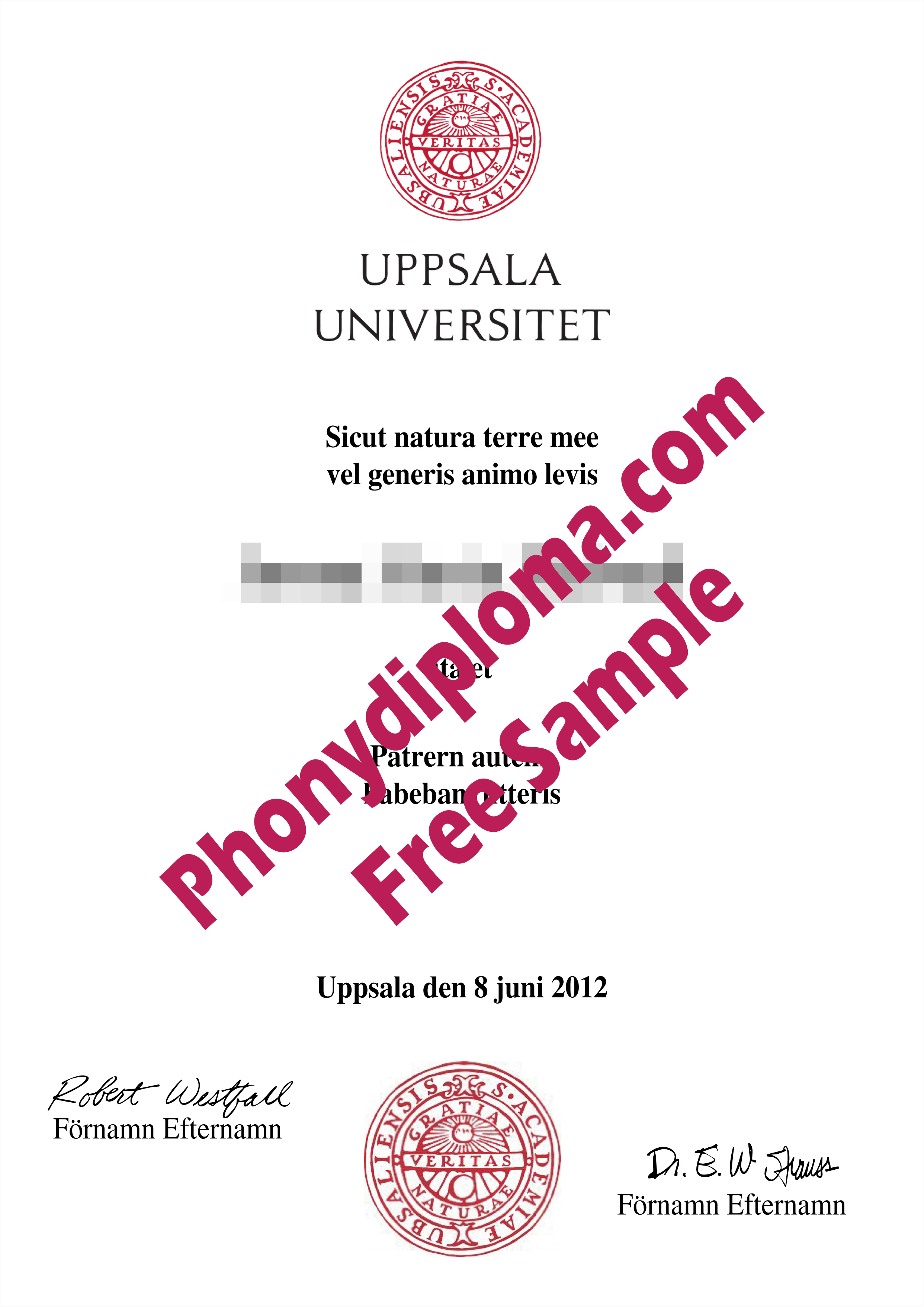 Uppsala Universitet Sweden Free Sample From Phonydiploma