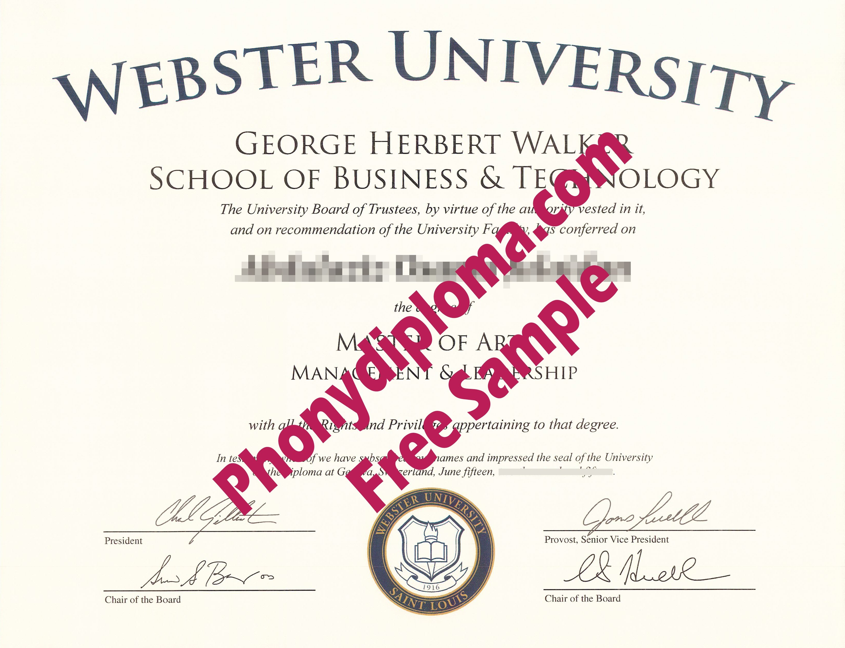 Webster University Free Sample From Phonydiploma