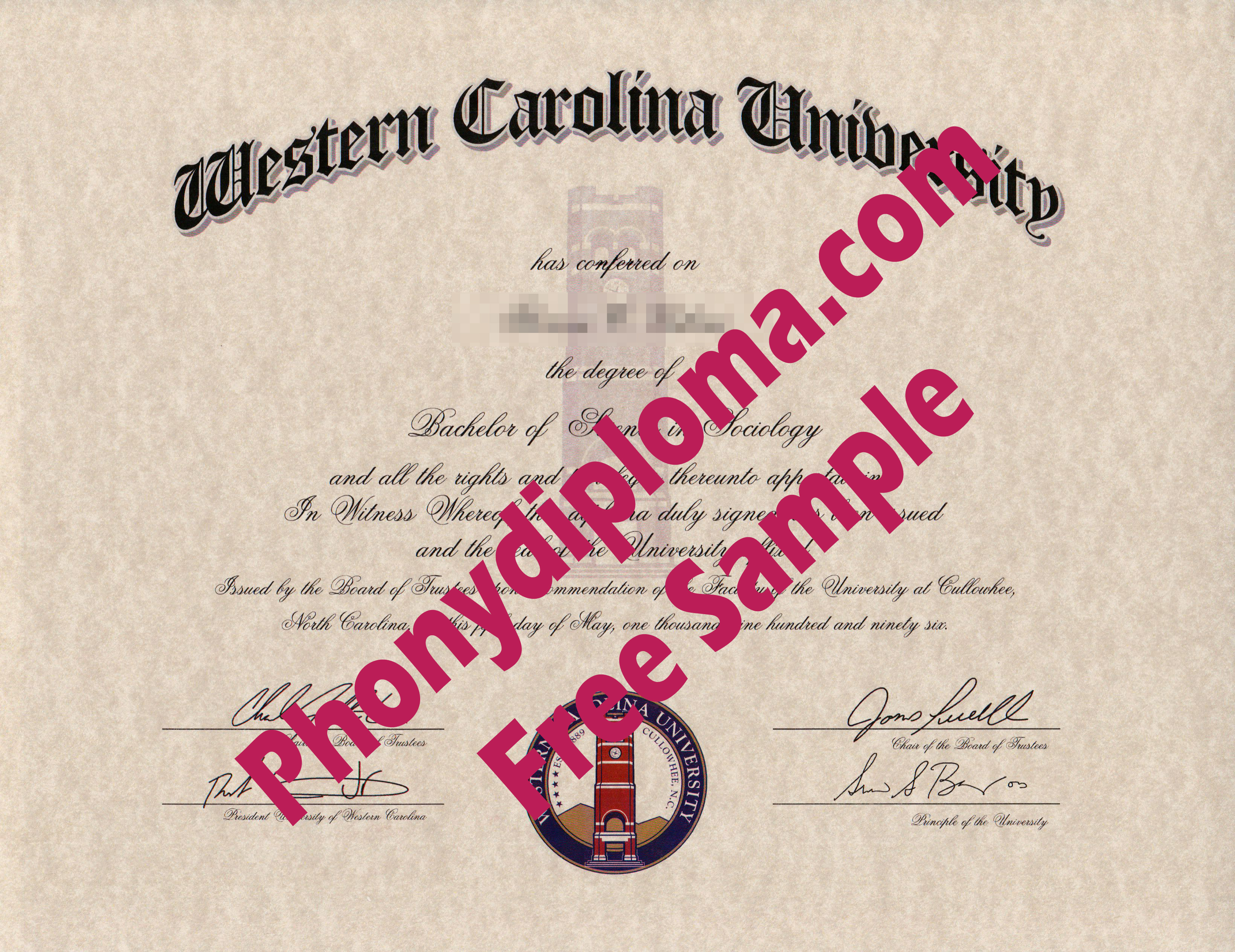 Western Carolina University Free Sample From Phonydiploma