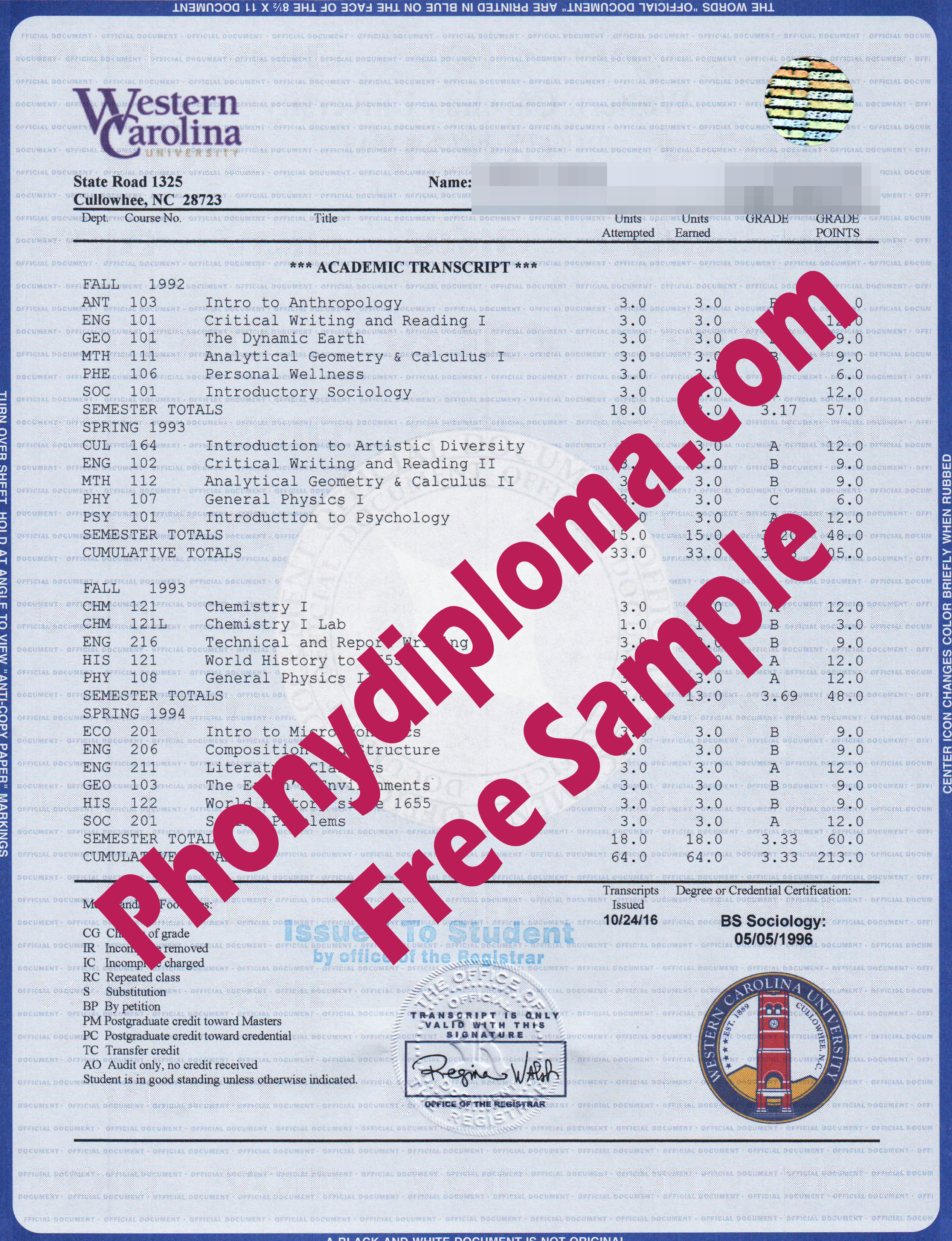 Western Carolina University House Design Transcript Free Sample From Phonydiploma