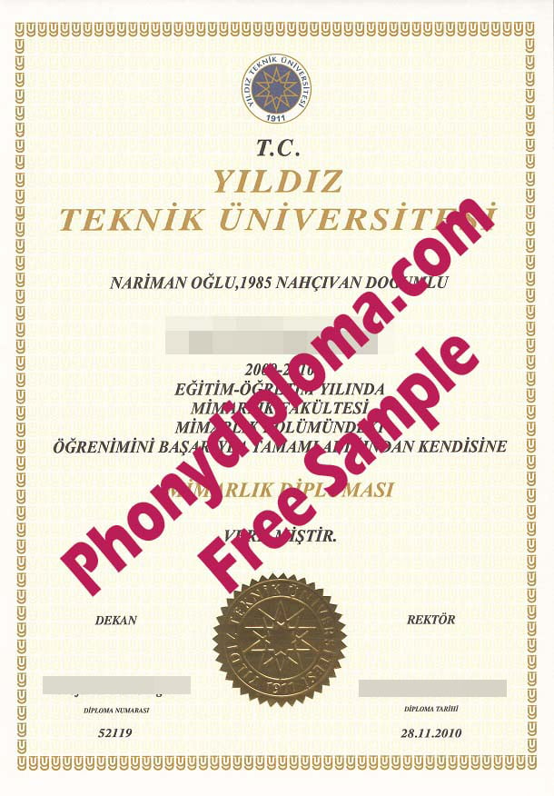 Yildiz Teknik Universitesi Free Sample From Phonydiploma