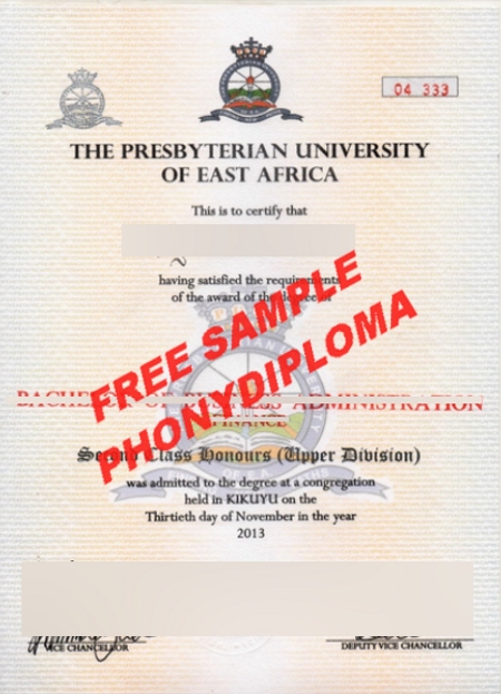 Africa Presybeterian University Of East Africa Free Sample From Phonydiploma