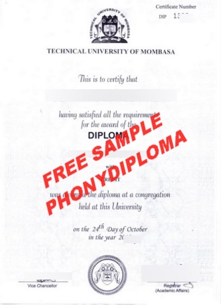 Africa Technical University Of Mombasa Free Sample From Phonydiploma