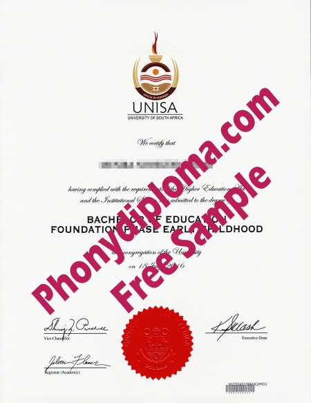 Africa Unisa University Of South Africa Free Sample From Phonydiploma