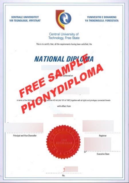 South Africa Central University Of Technology Free Sample From Phonydiploma