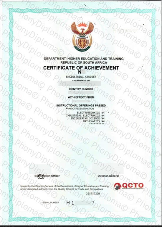 South Africa N2 Certificate Free Sample From Phonydiploma