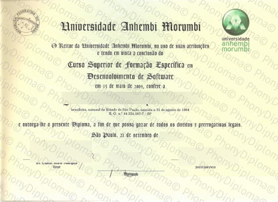 Brazil Universidade Anhembi Morumbi Free Sample From Phonydiploma