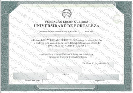 Brazil Universidade De Fortaleza Free Sample From Phonydiploma