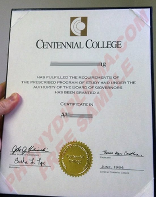 Canada Centennial College Photo Fake Diploma From Phonydiploma