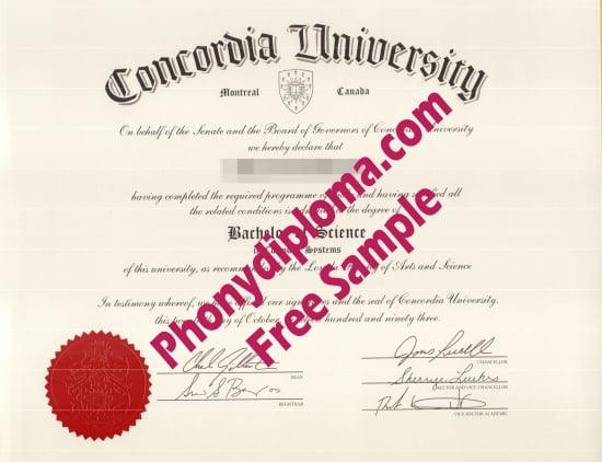Canada Concordia University Free Sample From Phonydiploma