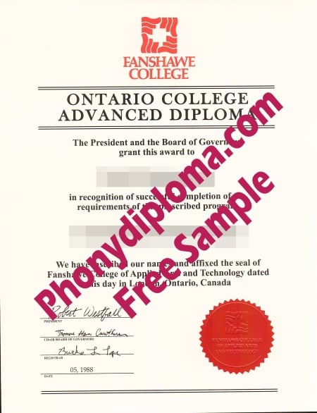 Canada Fanshawe College Free Sample From Phonydiploma