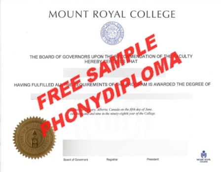 Canada Mount Royal College Free Sample From Phonydiploma