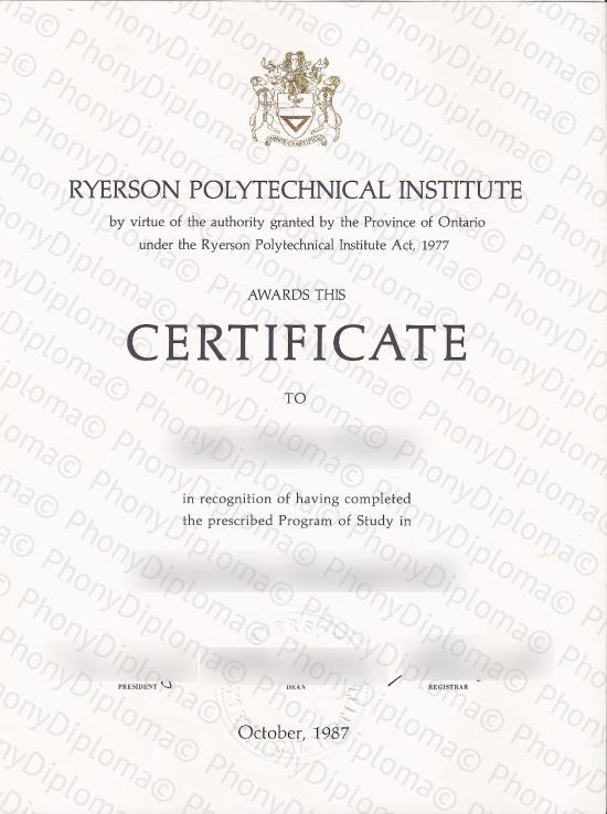 Canada Ryerson Polytechnical Institute Free Sample From Phonydiploma