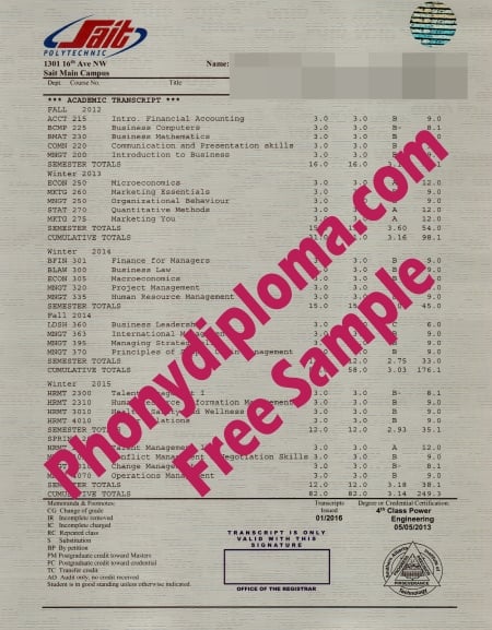 Canada Sait Actual Match Transcript Free Sample From Phonydiploma