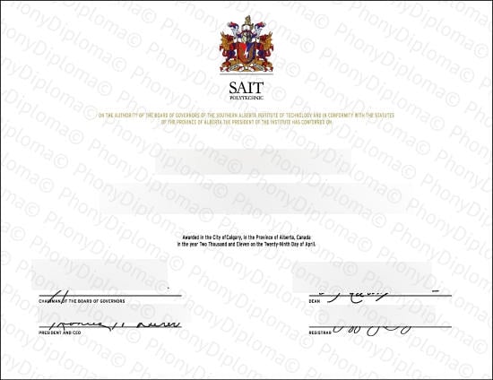 Canada Sait Polytechnic 2 Free Sample From Phonydiploma
