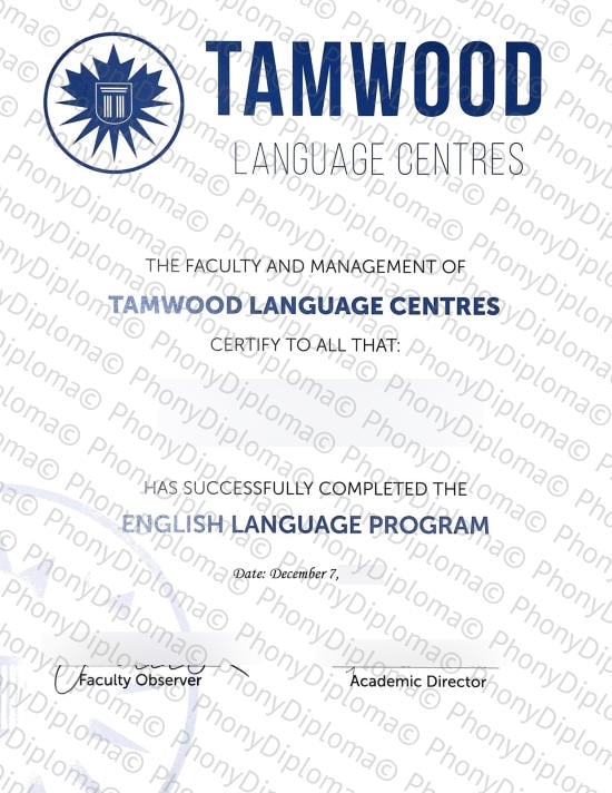 Canada Tamwood Language Centres Free Sample From Phonydiploma