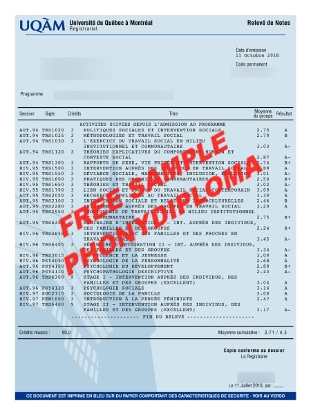 Canada Uqam Actual Match Transcript Free Sample From Phonydiploma