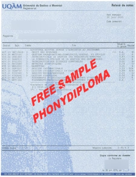 Canada Uqam Actual Match Transcripts Free Sample From Phonydiploma
