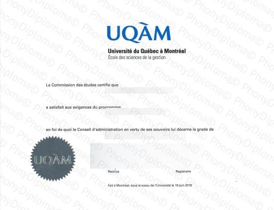 Canada Uqam Universite Du Quebec A Montreal Free Sample From Phonydiploma