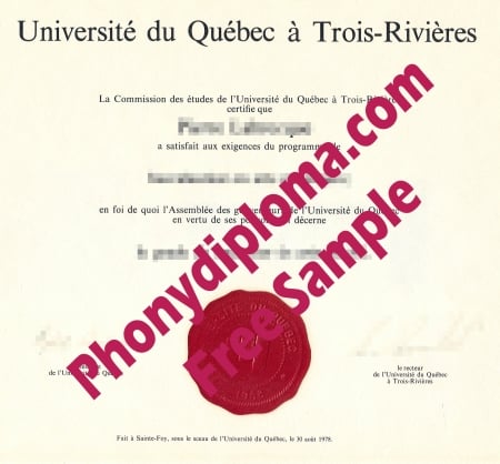 Canada Universite De Quebec A Trois Rivieres Free Sample From Phonydiploma